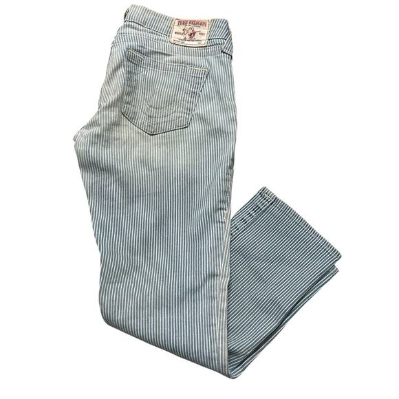 True Religion Denim - Vintage True Religion Women’s Lizzy Pinstripe Capri Jeans - Light Wash - 26